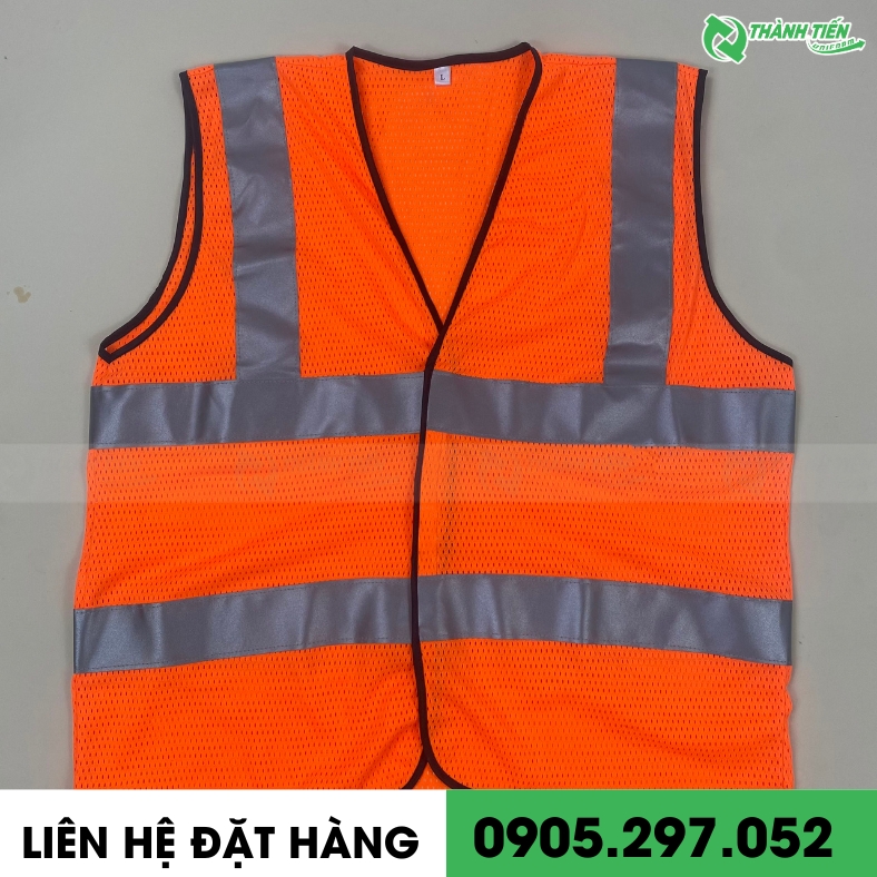 Áo Gile Bảo Hộ Màu Cam Bạc Phản Quang 