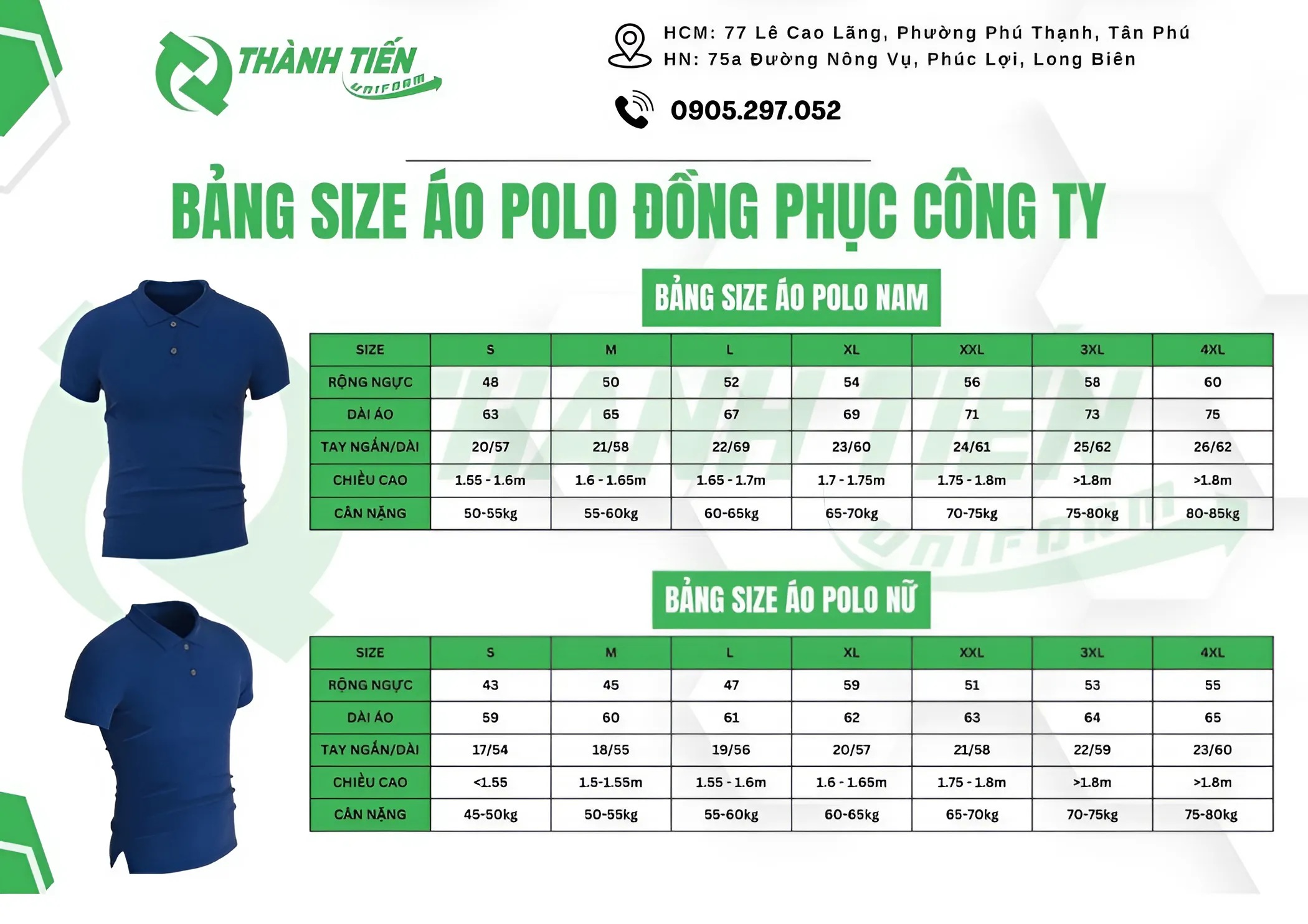 bang zie ao thun dong phuc