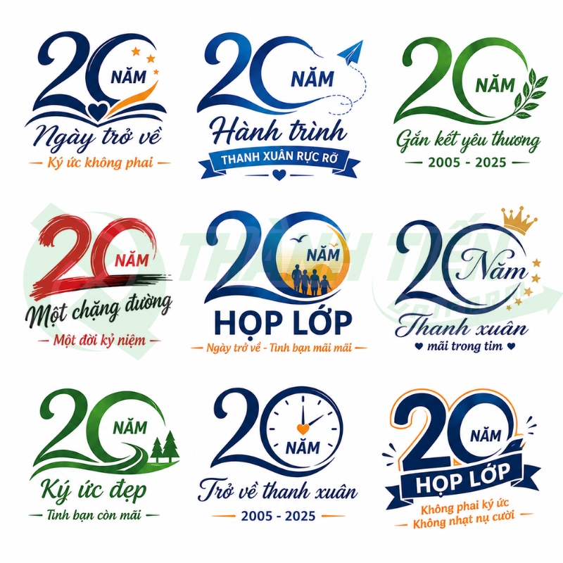 Mẫu logo 20 năm họp lớp đẹp in áo đồng phục