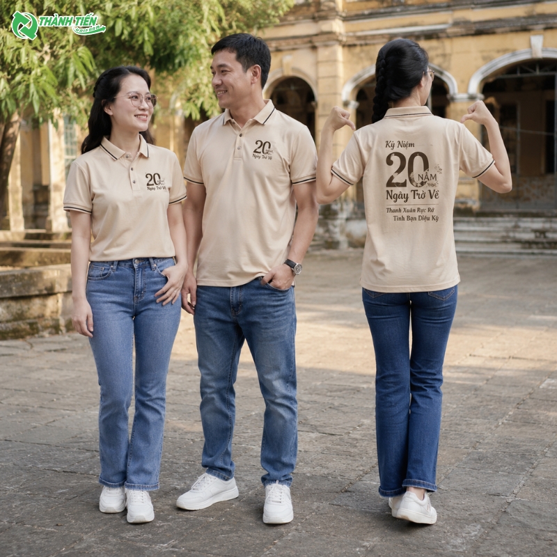 Mẫu áo thun cổ trụ họp lớp 20 năm được yêu thích