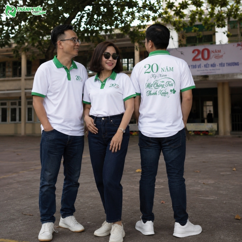 Mẫu áo polo họp lớp 20 năm in slogan ý nghĩa