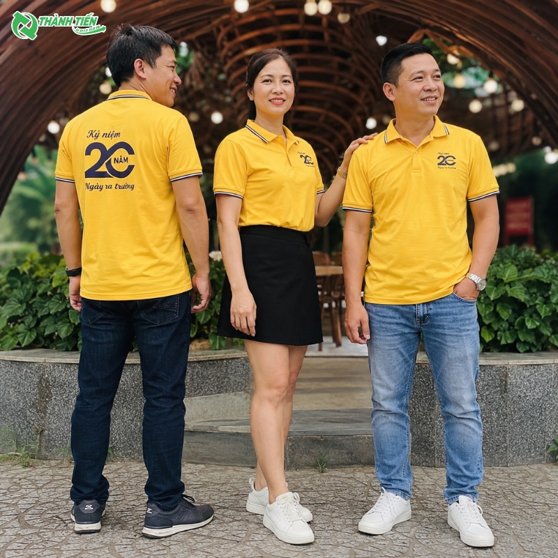 Mẫu áo đồng phục họp lớp 20 năm màu vàng nổi bật