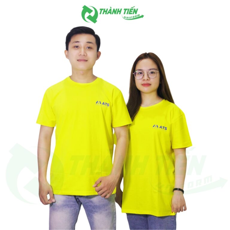 Mẫu Áo Thun Đồng Phục Cổ Tròn Công Ty ATS Màu Vàng