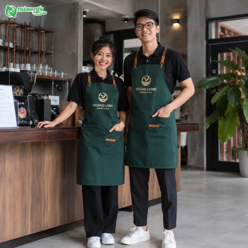 Mẫu đồng phục quán ăn in logo nổi bật thương hiệu 