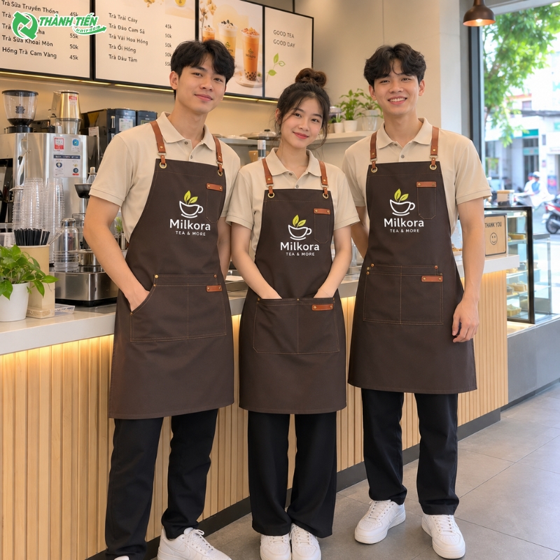 Tạp dề nhân viên pha chế trà sữa giúp bảo vệ trang phục hiệu quả