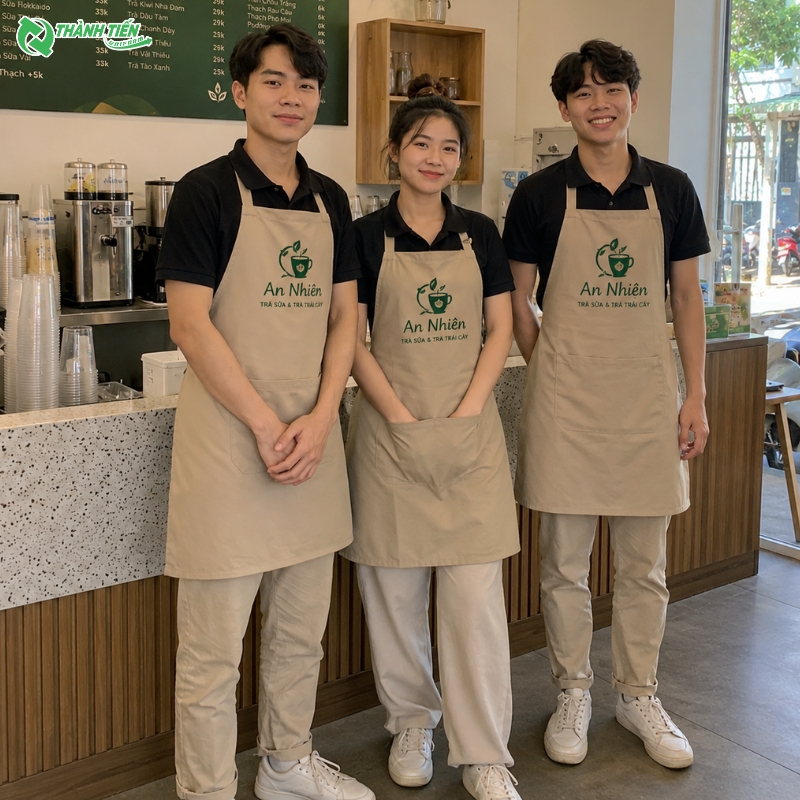 Mẫu tạp dề nhân viên trà sữa được thiết kế riêng theo yêu cầu