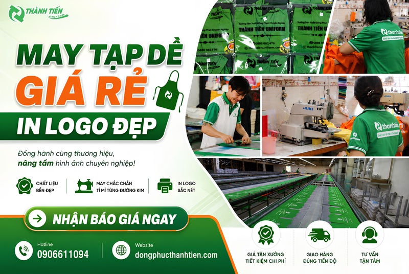 Xưởng may tạp dề trà sữa trực tiếp, giá tận gốc không qua trung gian