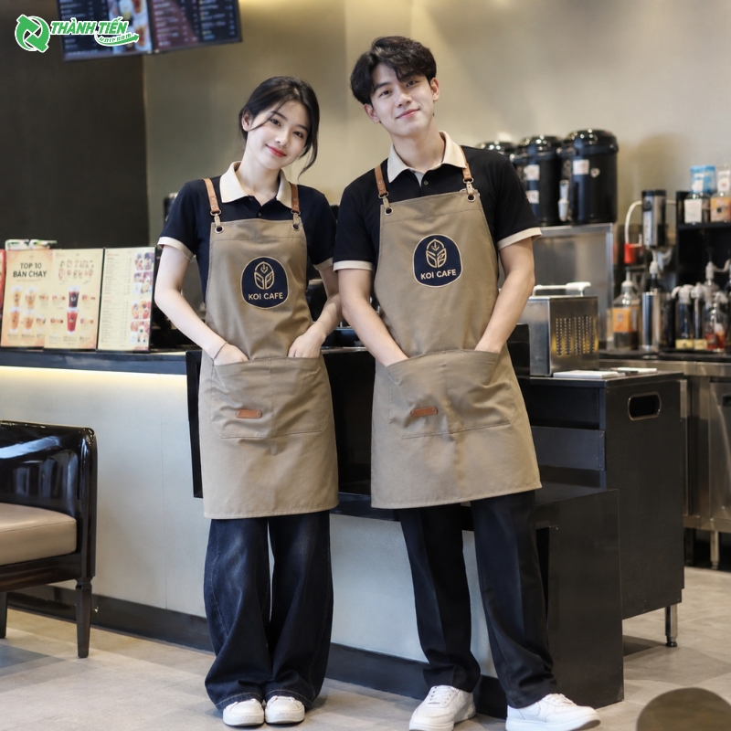Tạp dề nhân viên trà sữa đẹp, bền và phù hợp mọi mô hình kinh doanh