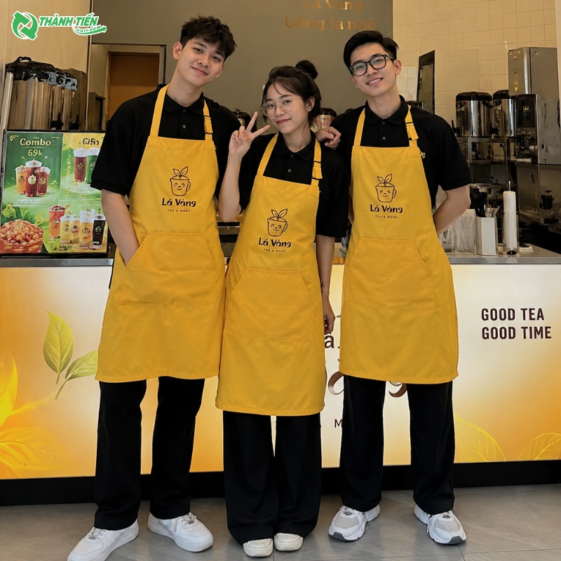 Tạp dề quán trà sữa đẹp góp phần xây dựng hình ảnh thương hiệu đồng bộ