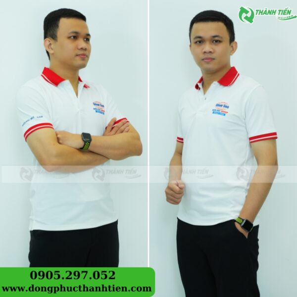 Áo được thế kế với tông màu trắng chủ đạo phối cùng viền đỏ