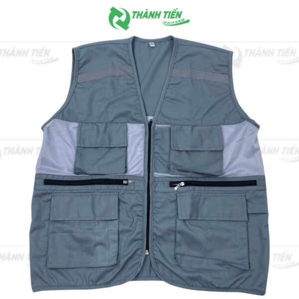 Áo Gile Túi Hộp Gió Lưới To Màu Xám
