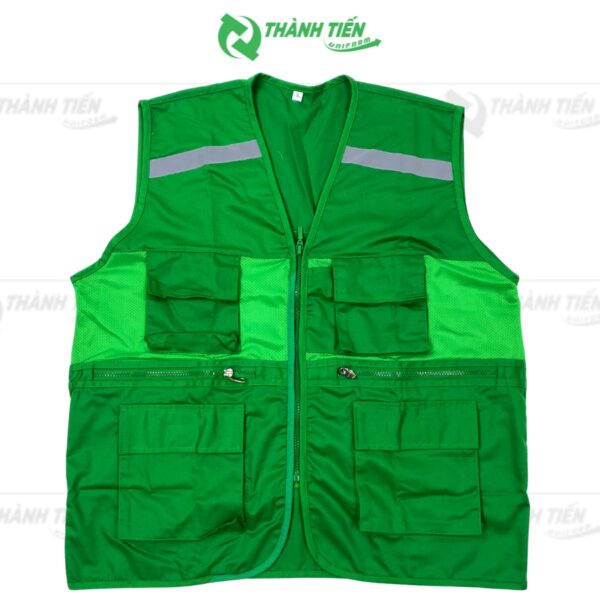 Áo Gile Túi Hộp Gió Lưới Màu Xanh Lá