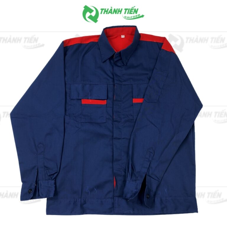Áo bảo hộ liền quần màu xanh phối đỏ