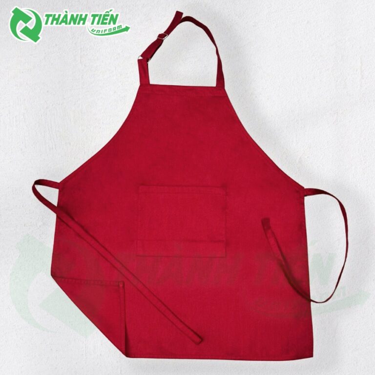 Mẫu tạp dề vải Kaki màu đỏ đô