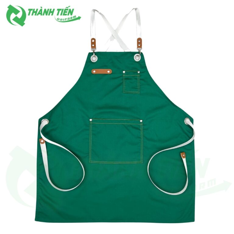Mẫu tạp dề quán cafe màu xanh rêu