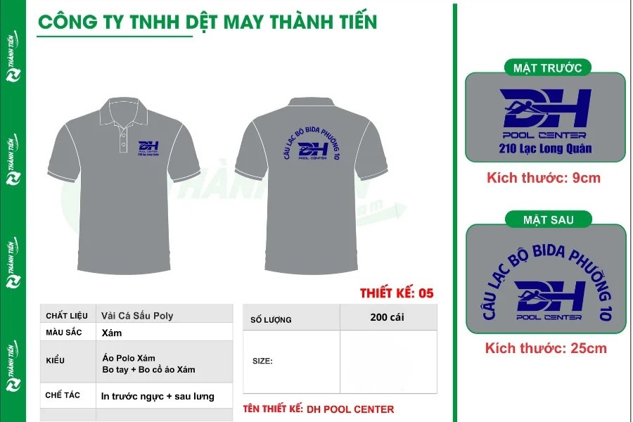 Mẫu thiết kế áo polo đồng phục CLB Bida