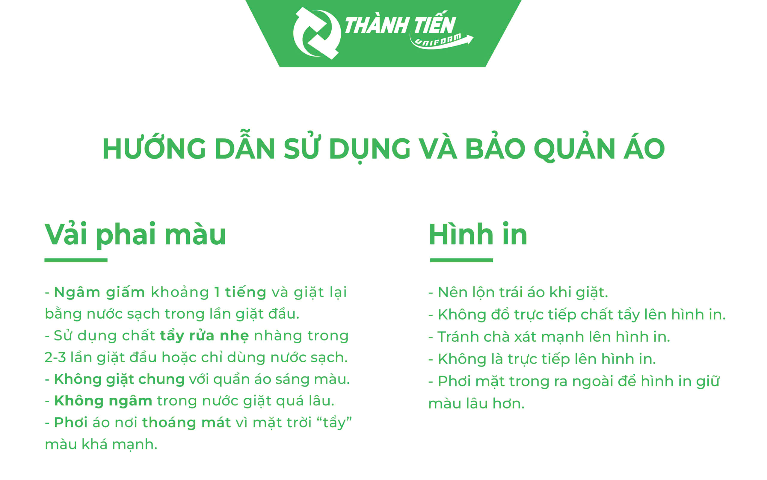 Hướng dẫn bảo quản áo đồng phục bền màu 