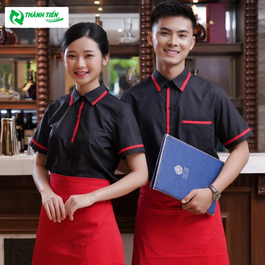Mẫu tạp dề ngắn đồng phục cho nhân viên nhà hàng 