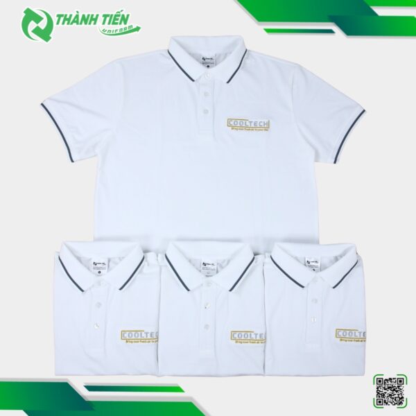 Mẫu Áo Thun Có Cổ Màu Trắng Phối Viền Đen Cao Cấp