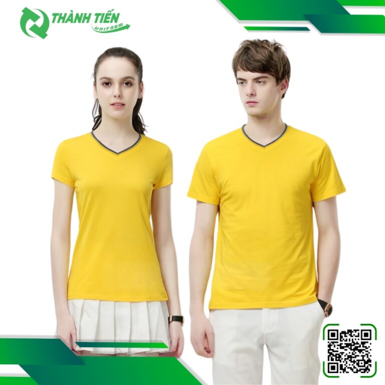 Mẫu Áo Thun Cổ Tim Màu Vàng
