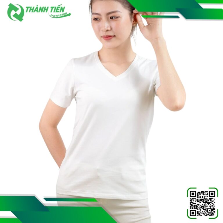 Mẫu Áo Thun Cổ Tim Màu Trắng
