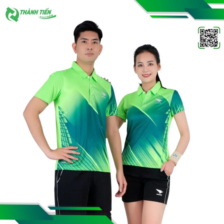 Mẫu áo đồng phục bóng bàn cổ polo màu xanh lá