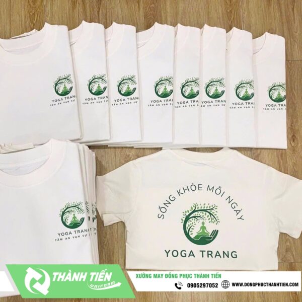mau ao thun co tron trung tam yoga trang