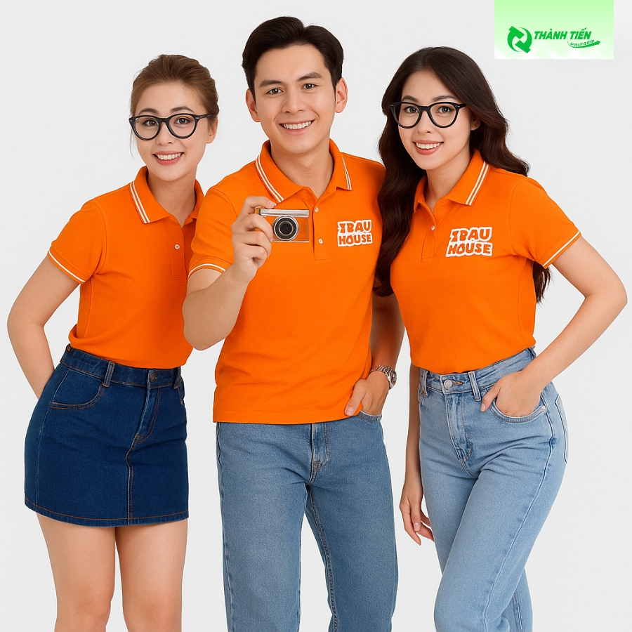 Mẫu áo thun đồng phục với tông cam rạng rỡ