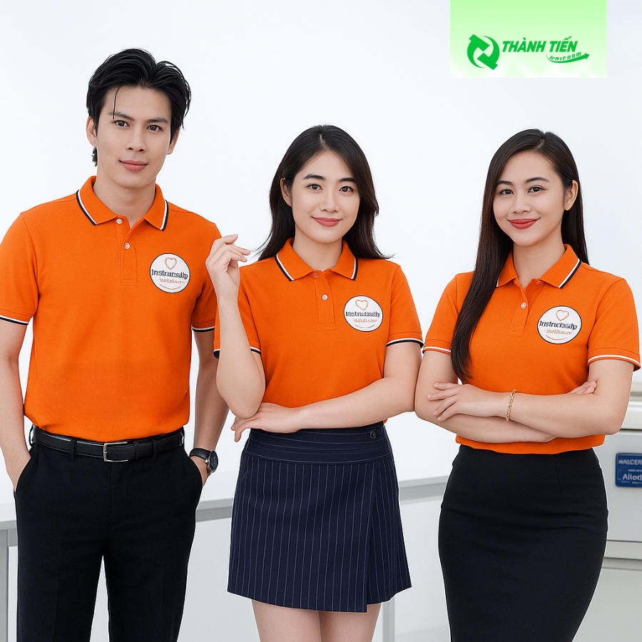 Mẫu đồng phục công ty áo polo màu cam tươi trẻ và nổi bật