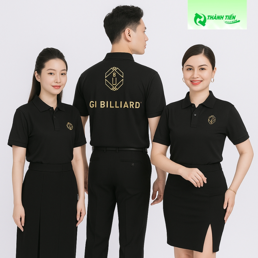 Mẫu áo polo đồng phục màu đen đẹp