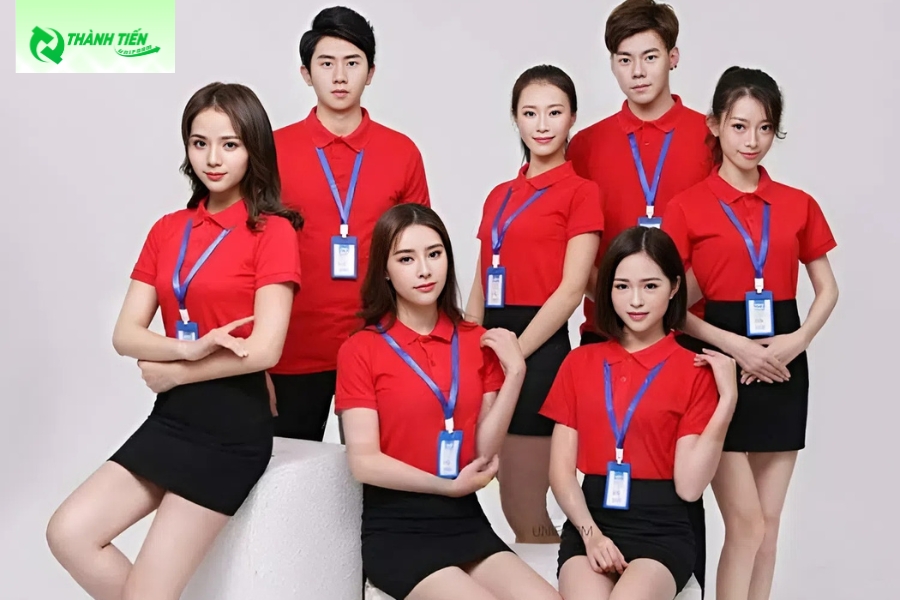 Mẫu áo polo đồng phục màu đỏ