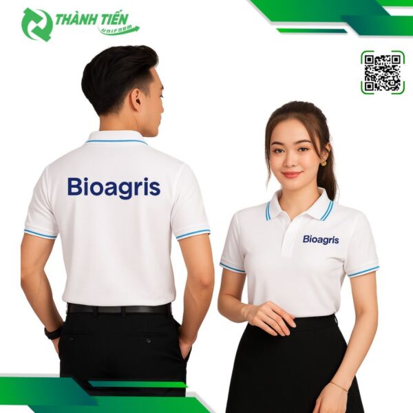 Mẫu Áo Thun Công Sở Màu Trắng Phối Viền Cao Cấp
