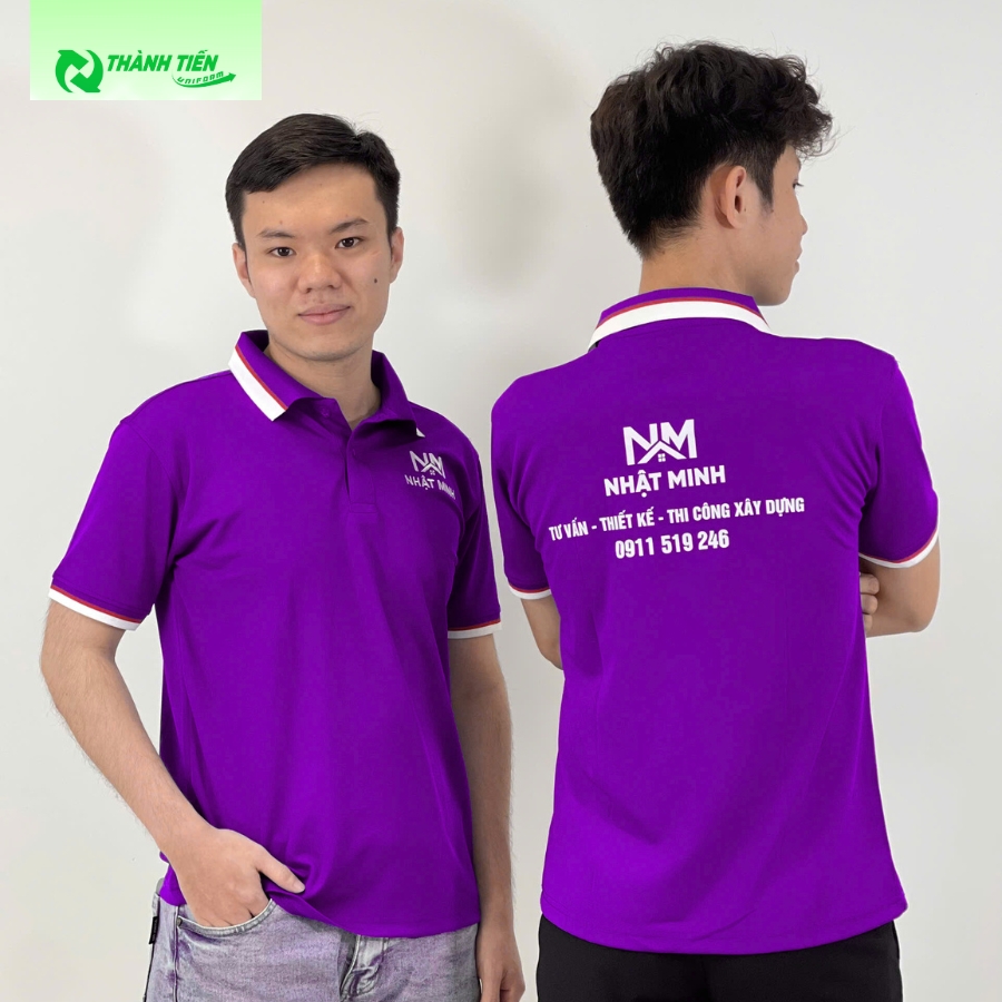 Mẫu áo polo đồng phục màu tím thiết kế tại xưởng Thành Tiến