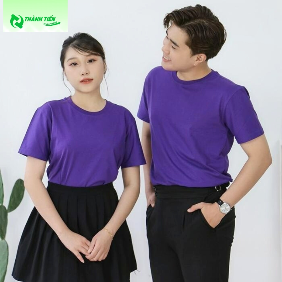 Áo thun cổ tròn đồng phục màu tím trẻ trung