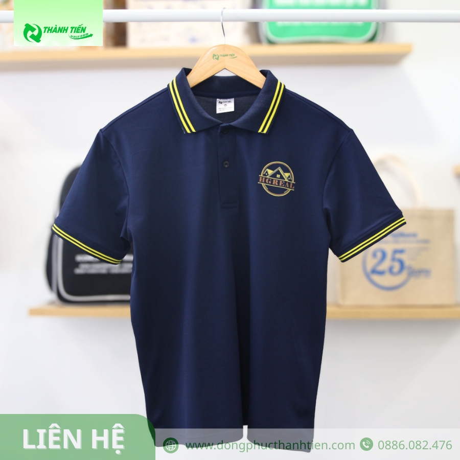 mẫu áo đồng phục xanh đen đẹp