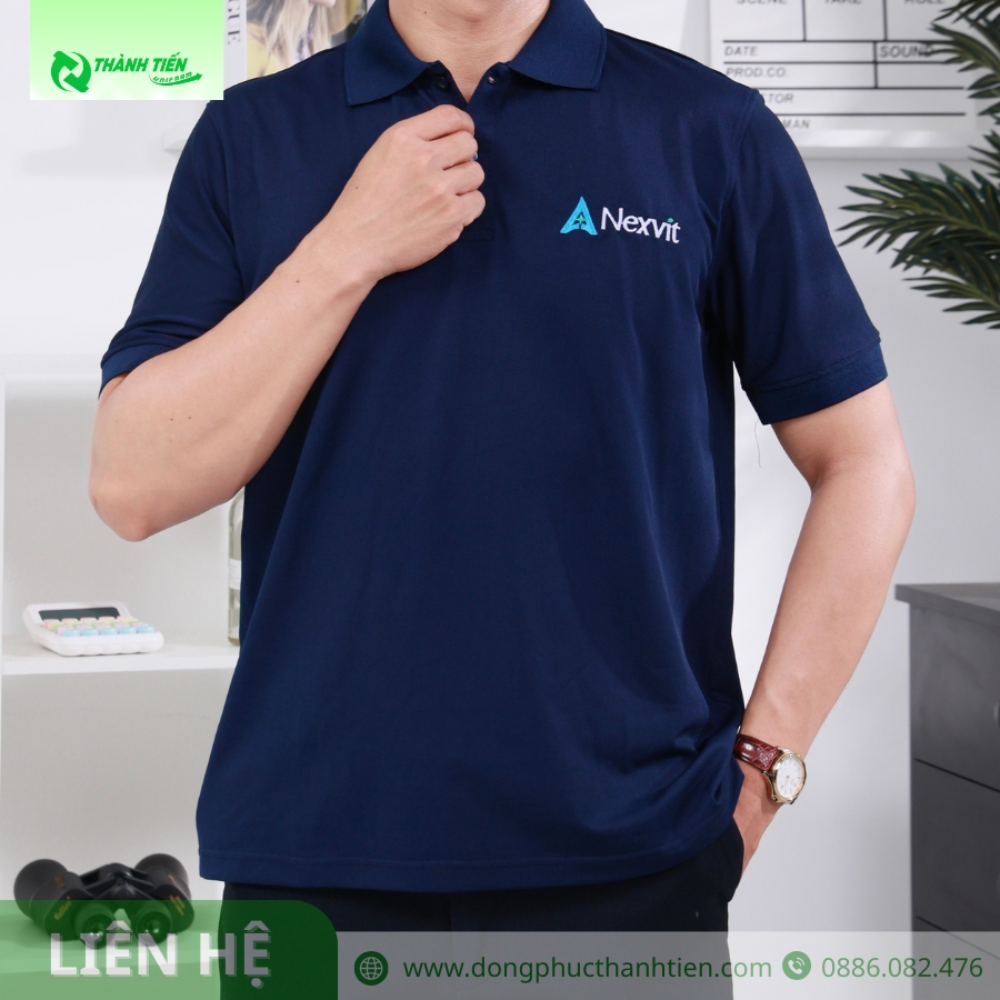 mẫu áo đồng phục xanh đen cao cấp 