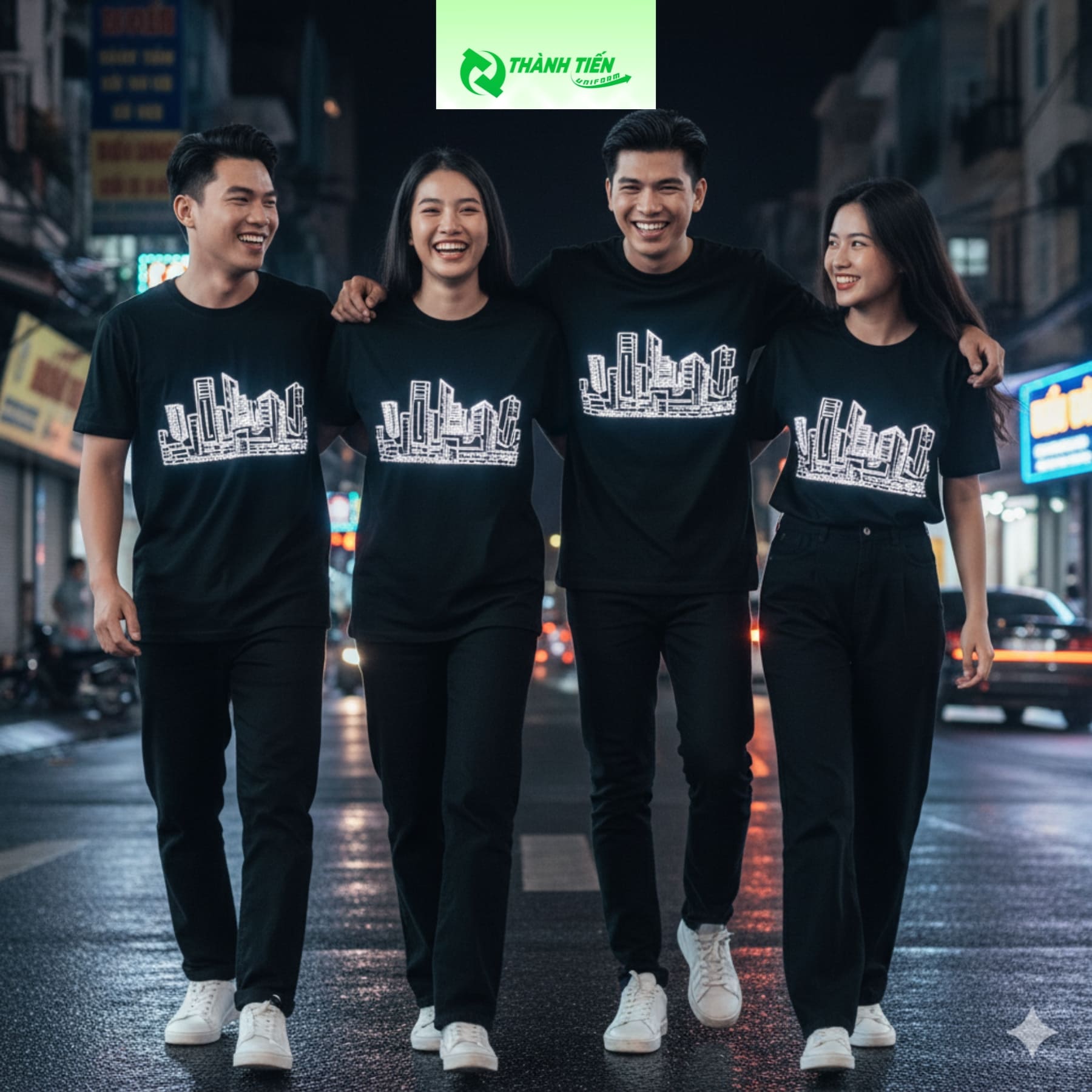 Áo Đồng Phục Nhóm Phản Quang Cổ Tròn 