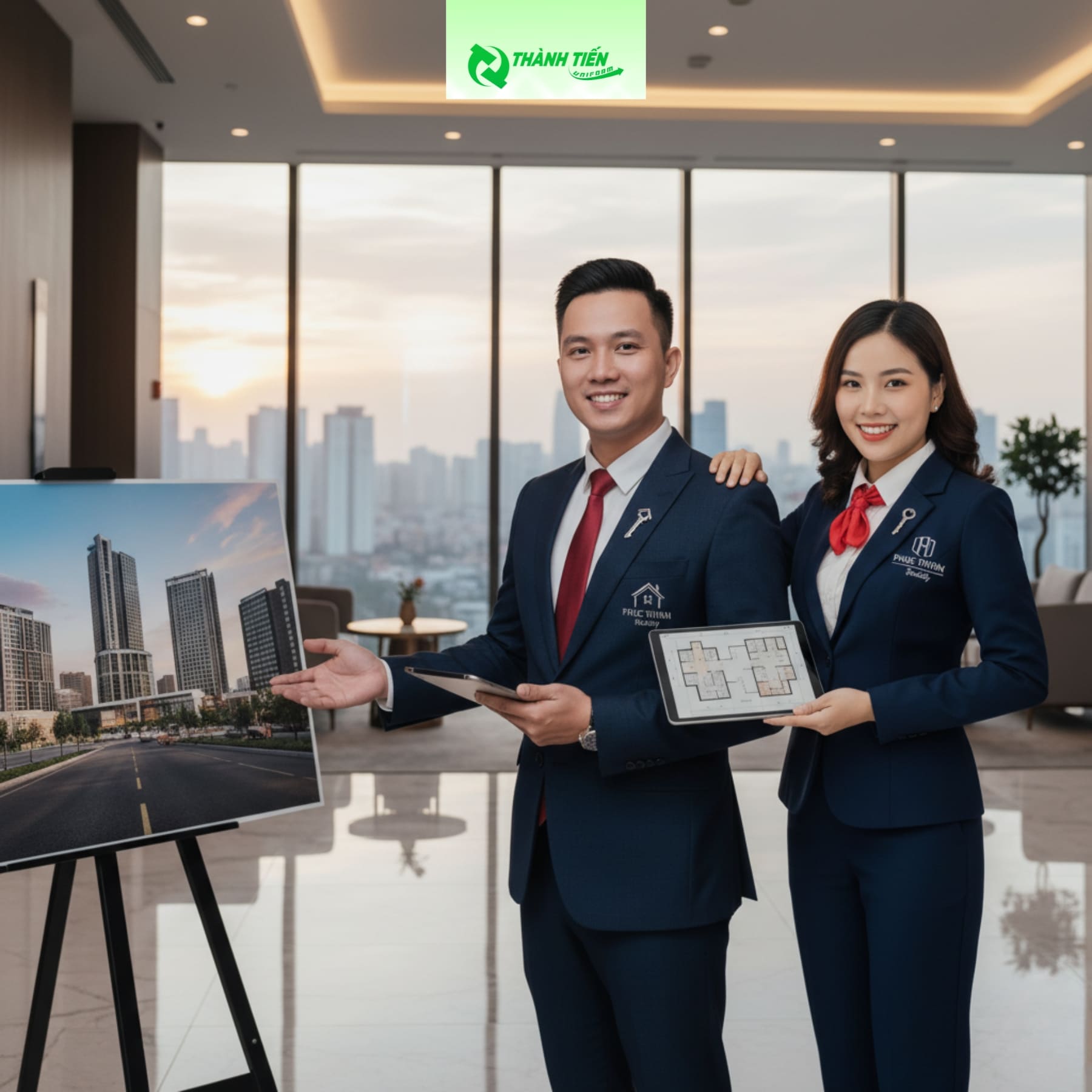 Mẫu áo vest đồng phục công ty bất động sản cho quản lí 