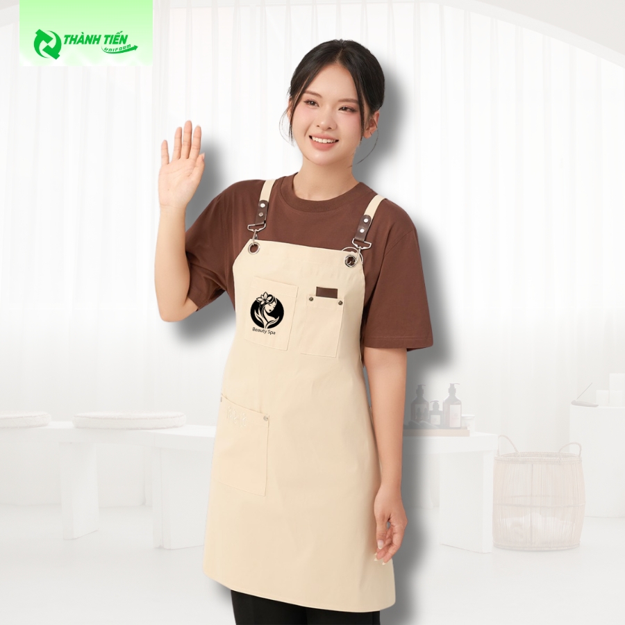 tạp dề spa có túi đựng 