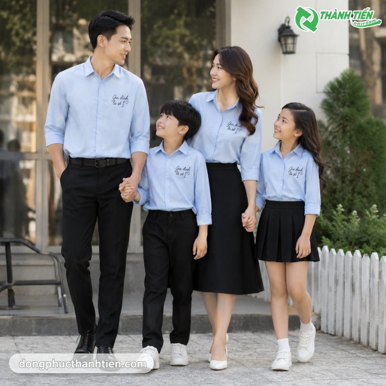 Mẫu áo sơ mi gia đình đi chơi đẹp