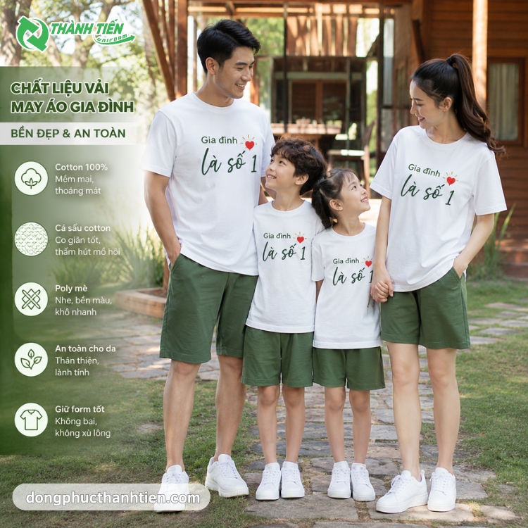 Vải may áo đồng phục gia đình thoáng mát