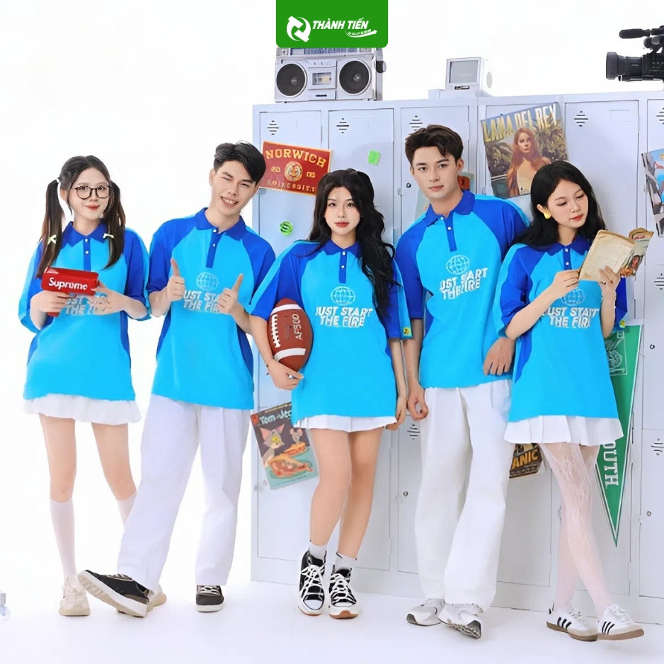 Mẫu Áo Lớp Có Cổ Màu Xanh “Sang - xin - chất"