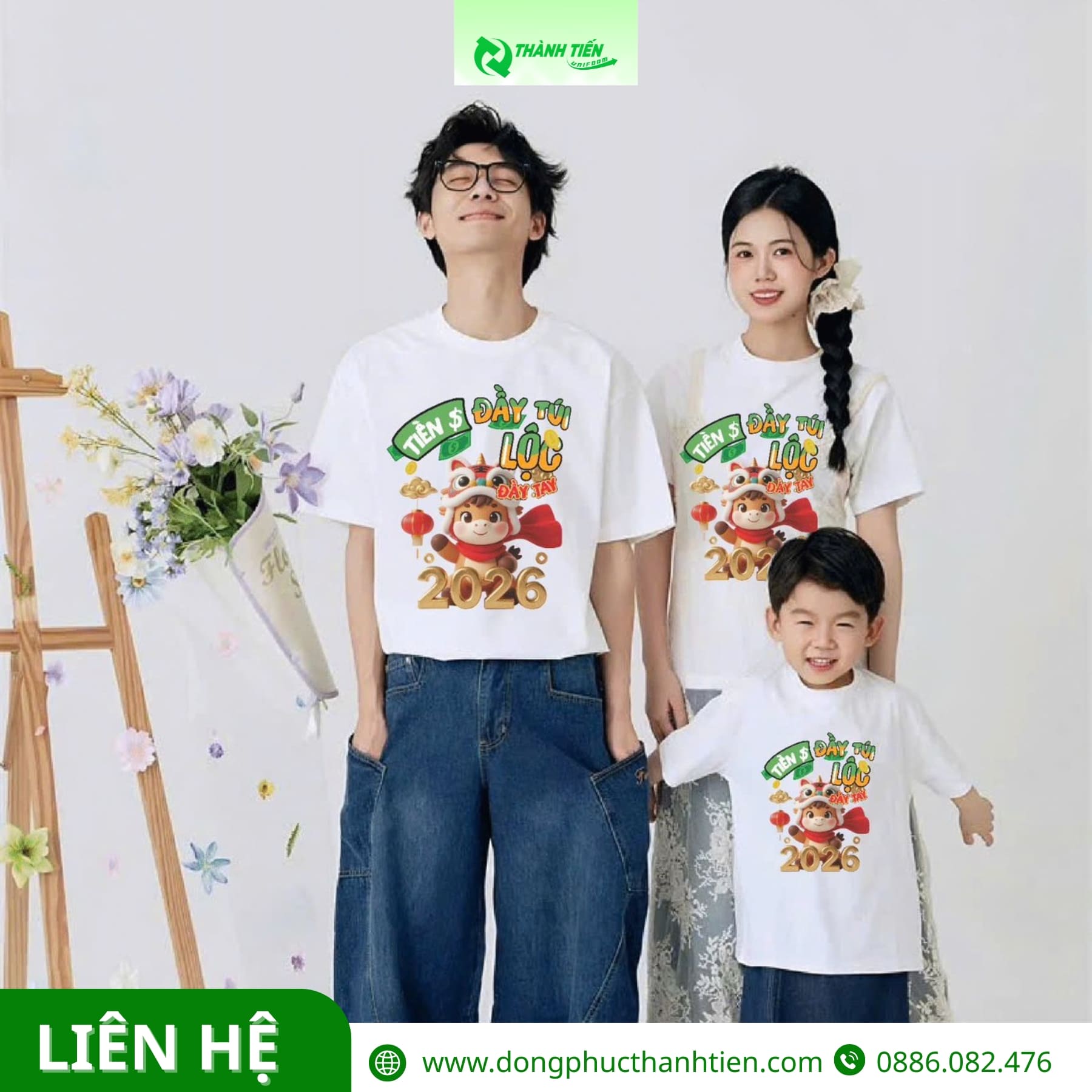 Áo nhóm Tết đồng phục gia đình trẻ trung