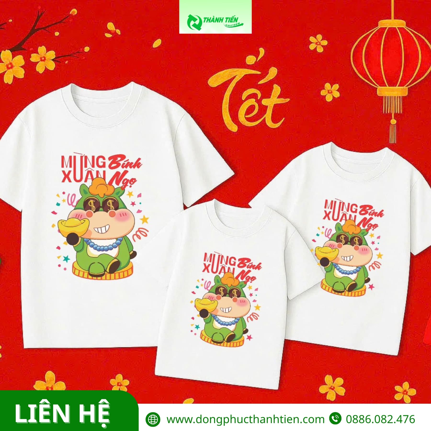 Áo Tết in hình linh vật năm Bính Ngọ 