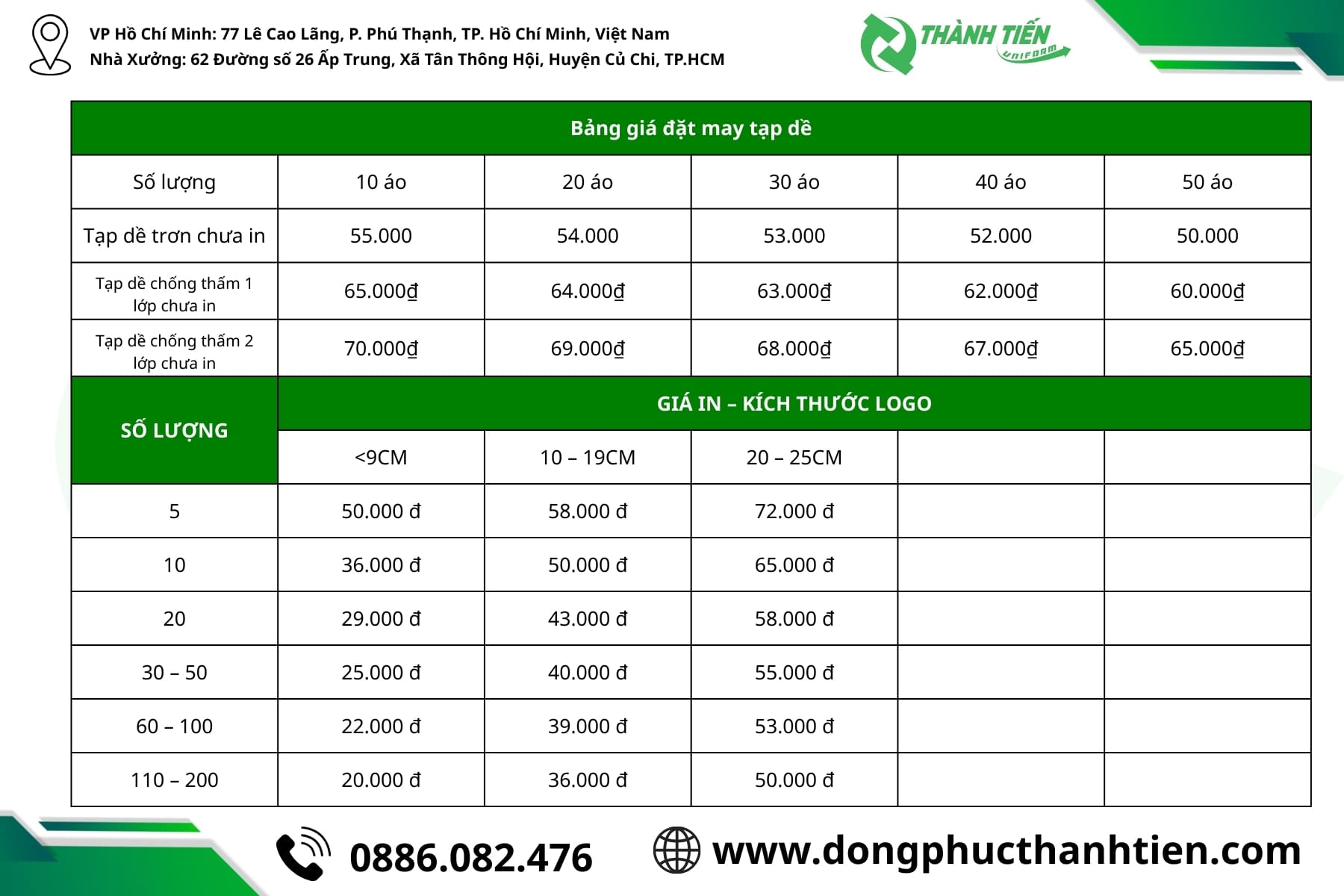 Bảng Giá Tạp Dề Màu Nâu Tham Khảo