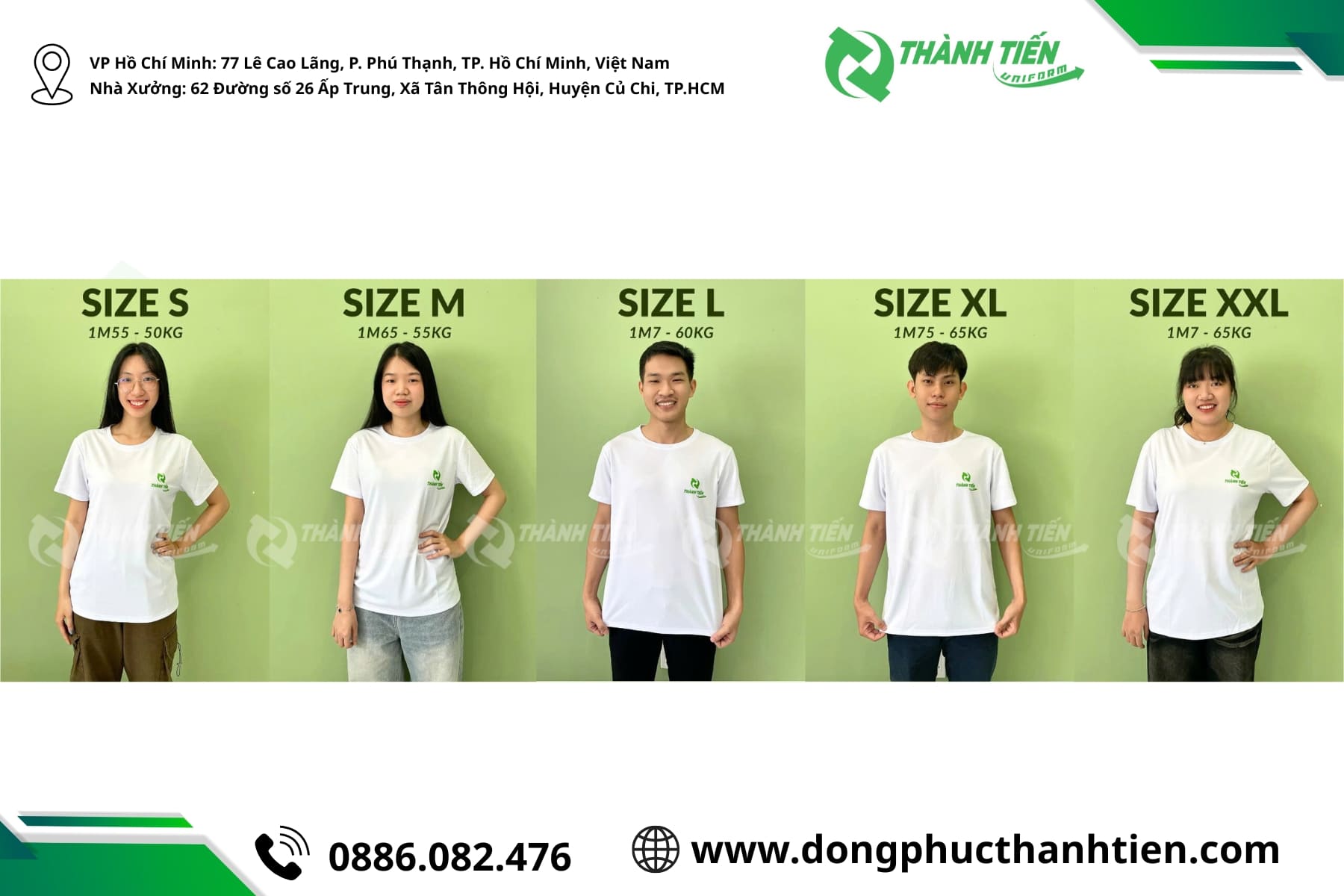 Bảng size may áo đồng phục quán bia