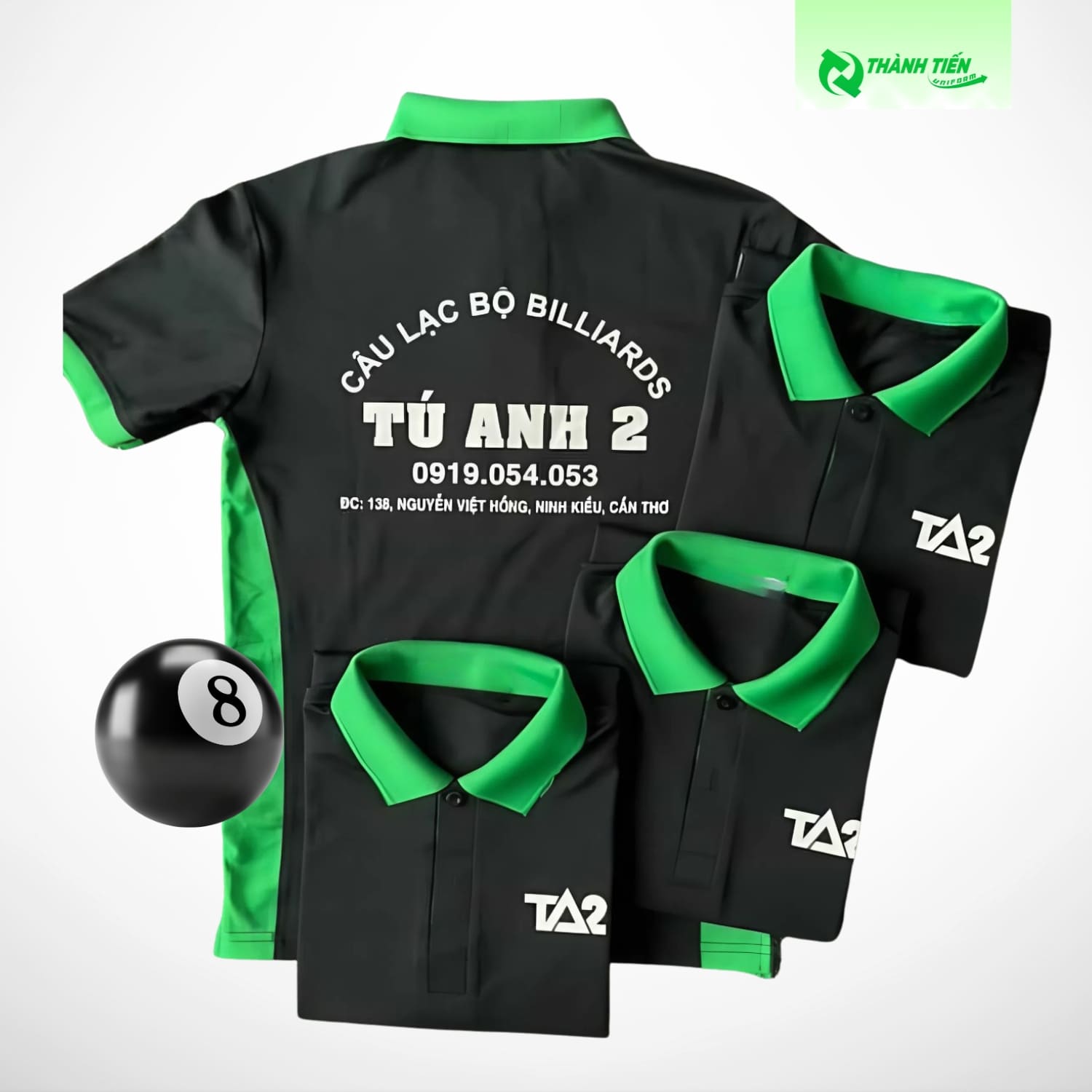 Mẫu áo thun cổ trụ đồng phục nhân viên Billiards Mẫu áo thun cổ trụ đồng phục nhân viên Billiards