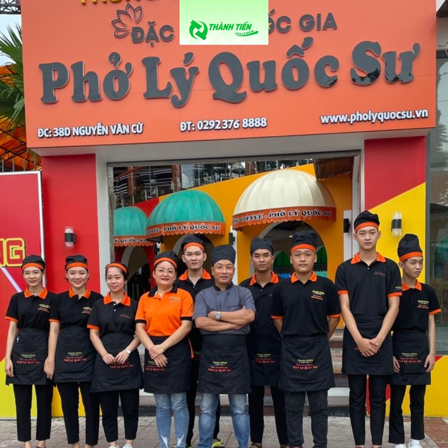 Combo Áo thun, tạp dề và mũ cho nhân viên quán phở