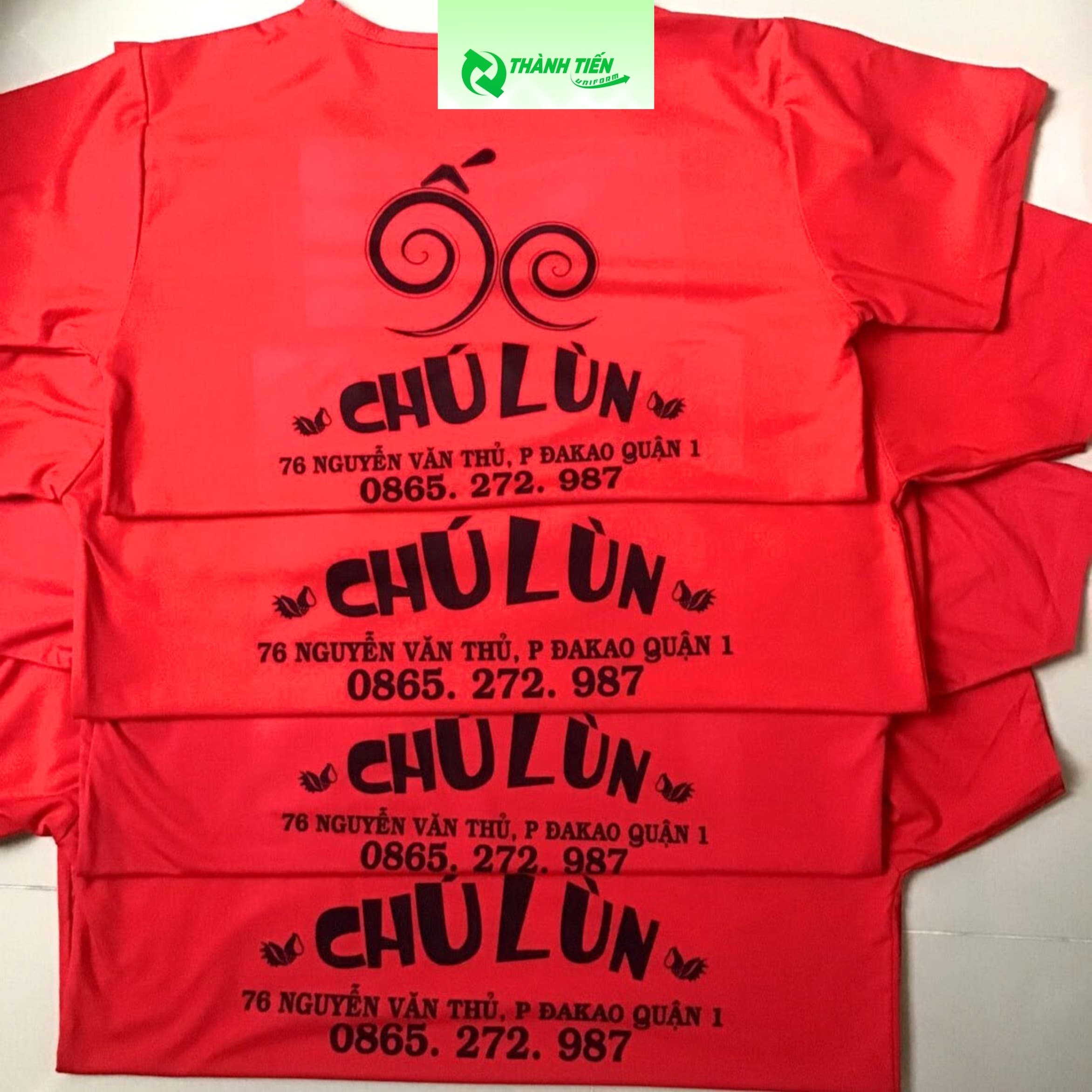 Áo thun cổ tròn đồng phục nhân viên quán ốc vỉa hè Chú Lùn