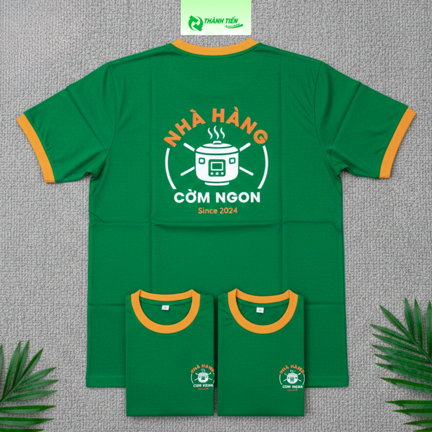 Áo đồng phục cổ tròn quán cơm t, mặc mát